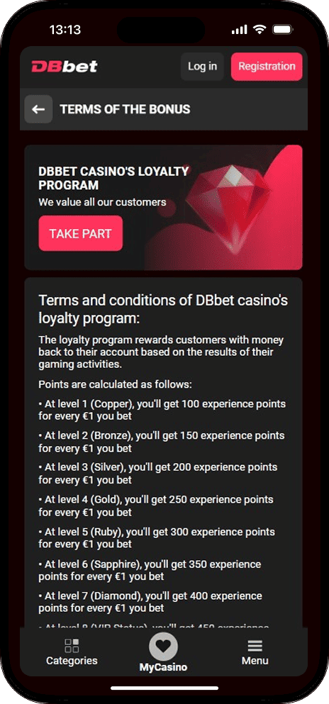 DBbet Loyalty Program Levels