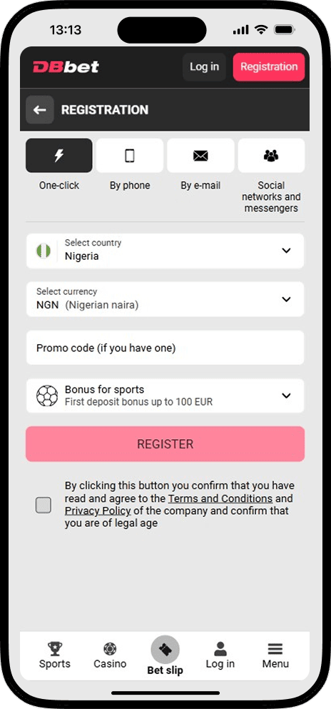 DBbet Registration Nigeria